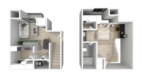 Floor plan for 1 bed, 1 bath, 688 sqft